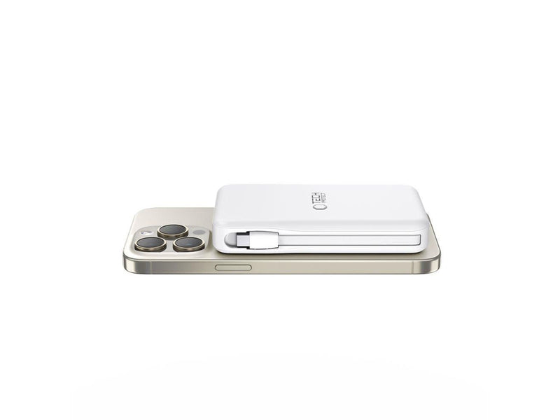 Tech-Protect LifeMag PB31 Power Bank with MagSafe 10000mAh 15W USB-C / USB-A / Built-in USB-C / Lightning Cables - White - 10000 mAh