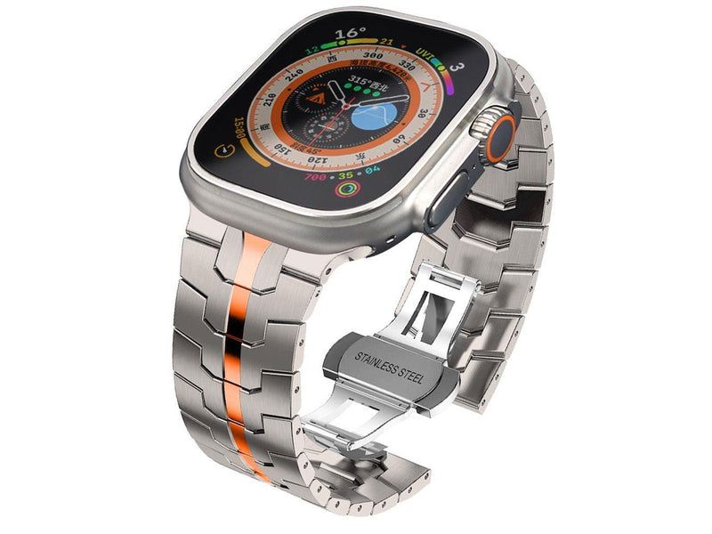 Tech-Protect Line Bracelet for Apple Watch 4 / 5 / 6 / 7 / 8 / 9 / SE / Ultra 1 / 2 (42 / 44 / 45 / 49 mm) - Titanium Orange