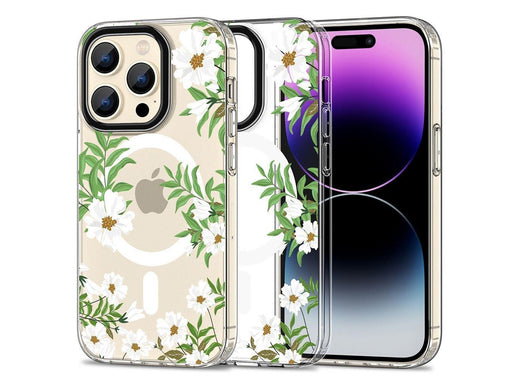 Tech-Protect MagMood MagSafe Case for iPhone 15 Pro - Daisies with Leaves