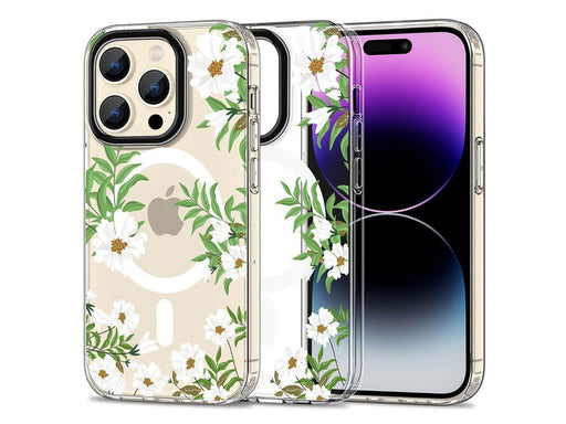 Tech-Protect MagMood MagSafe Case for iPhone 15 Pro Max - Daisies with Leaves
