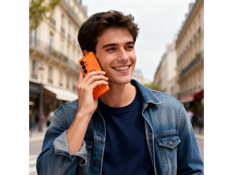 Tech-Protect Magmat MagSafe Case for Samsung Galaxy S26 - Orange and Matte