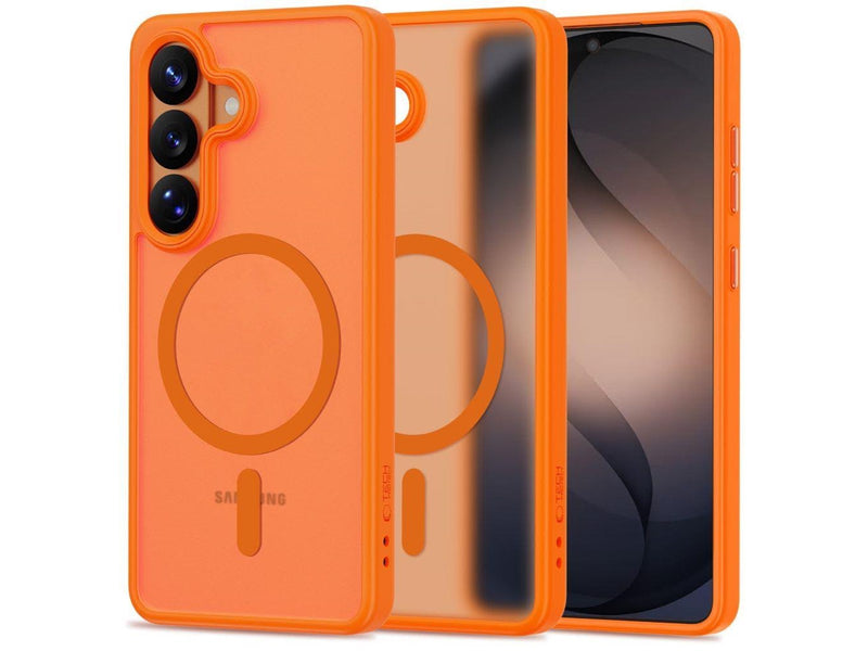 Tech-Protect Magmat MagSafe Case for Samsung Galaxy S26 - Orange and Matte