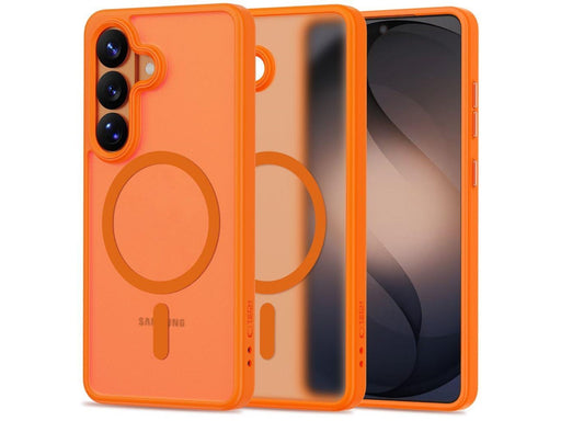 Tech-Protect Magmat MagSafe Case for Samsung Galaxy S26 - Orange and Matte