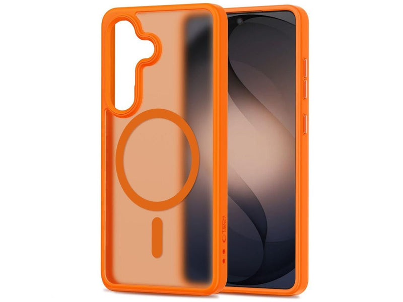 Tech-Protect Magmat MagSafe Case for Samsung Galaxy S26 - Orange and Matte