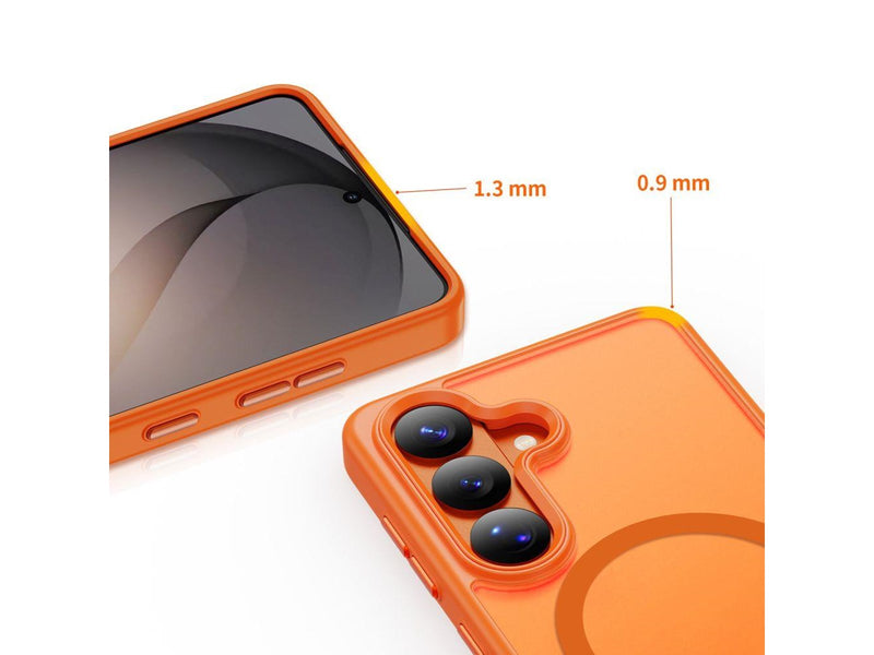 Tech-Protect Magmat MagSafe Case for Samsung Galaxy S26 - Orange and Matte