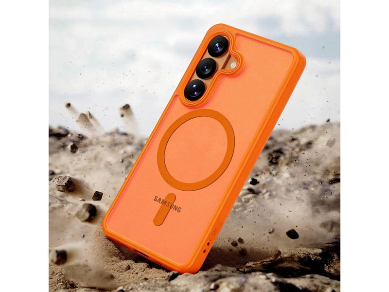 Tech-Protect Magmat MagSafe Case for Samsung Galaxy S26 - Orange and Matte