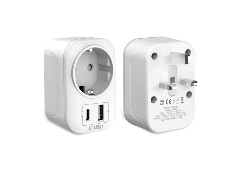 Tech-Protect TA100 UK Adapter - White