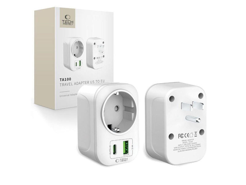 Tech-Protect TA100 US Adapter - White