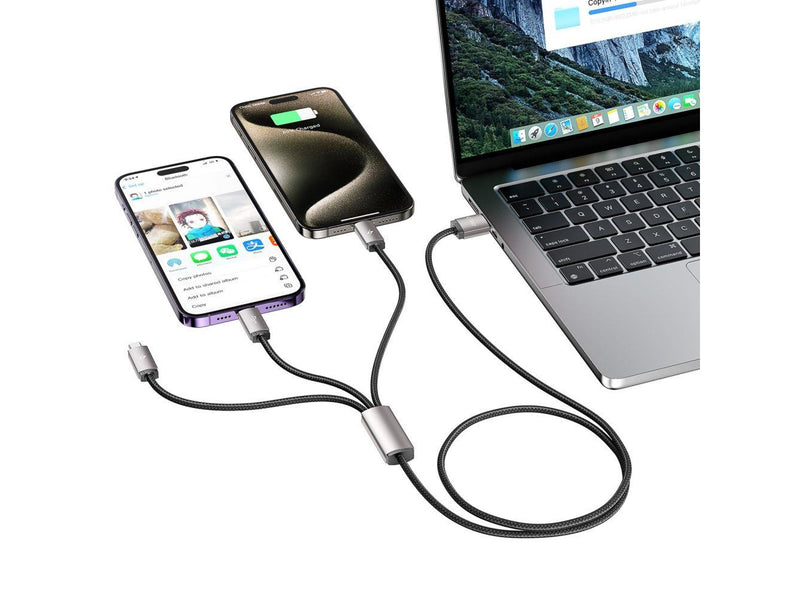 Tech-Protect UltraBoost 3in1 USB-A - Lightning / USB-C / micro USB 3.5A 1m - Grey