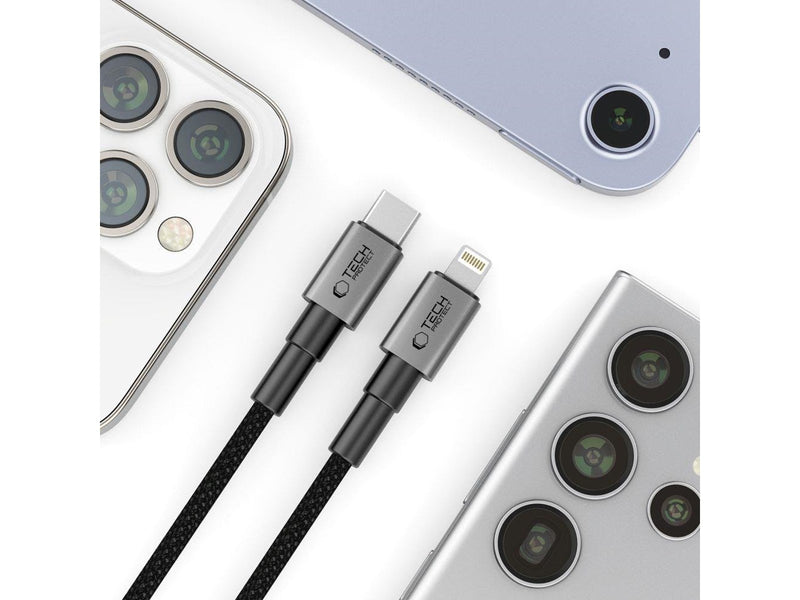 Tech-Protect UltraBoost DNA USB-C / Lightning PD27W/3A Cable 100 cm - Grey