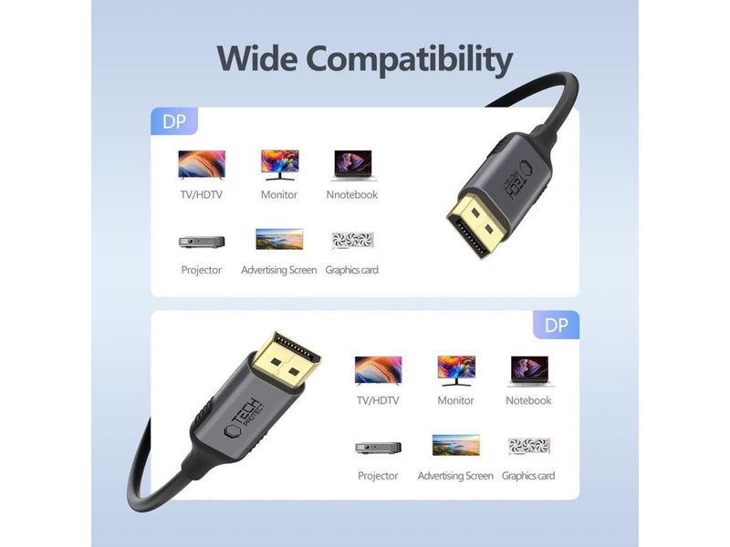 Tech-Protect UltraBoost DisplayPort to DisplayPort 1.4 4K 60Hz 2m Cable - Black