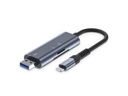 Tech-Protect UltraBoost SD / micro SD card reader with Lightning / USB-A connector - grey USB-Hubs - USB 2.0 - 3 - Grau