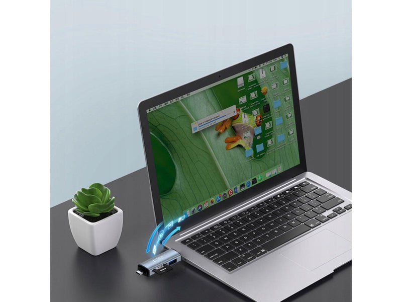 Tech-Protect UltraBoost SD / micro SD card reader with USB-C / USB-A connectors - grey USB-Hubs - USB 3.0 - 4 - Grau