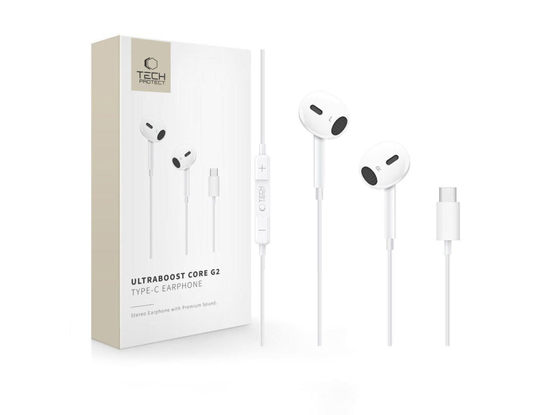 Tech-Protect Ultraboost Core G2 USB-C Headphones - White