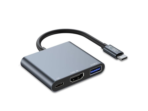 Tech-Protect V1 3in1 USB-C - USB-A 3.0 / USB-C PD 100W / HDMI 4K 30Hz - Grey USB-Hubs - USB 3.0 - 3 - Grau