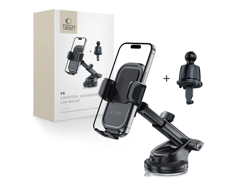 Tech-Protect V8 Car Mount for Dashboard Window or Air Vent Grille - Black