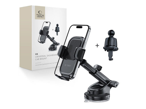 Tech-Protect V8 Car Mount for Dashboard Window or Air Vent Grille - Black