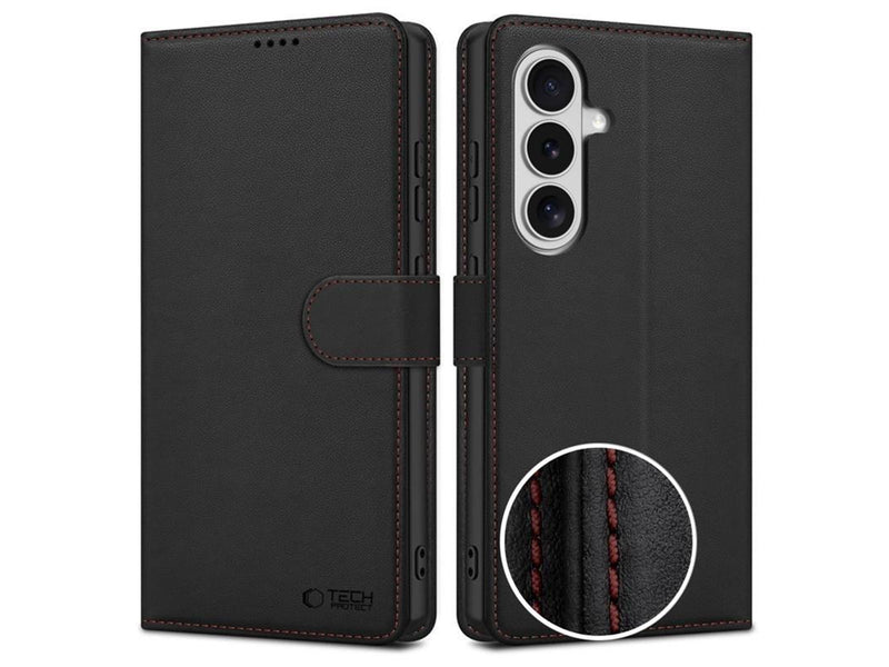 Tech-Protect Wallet Case for Samsung Galaxy S26 - Black & Red