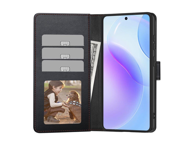 Tech-Protect Wallet Case for Samsung Galaxy S26 - Black & Red
