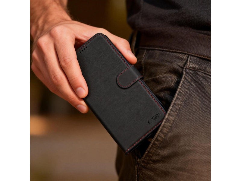Tech-Protect Wallet Case for Samsung Galaxy S26 - Black & Red