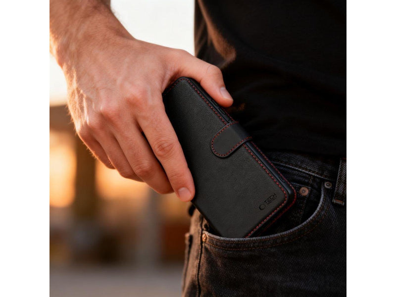 Tech-Protect Wallet Case for Samsung Galaxy S26 - Black & Red