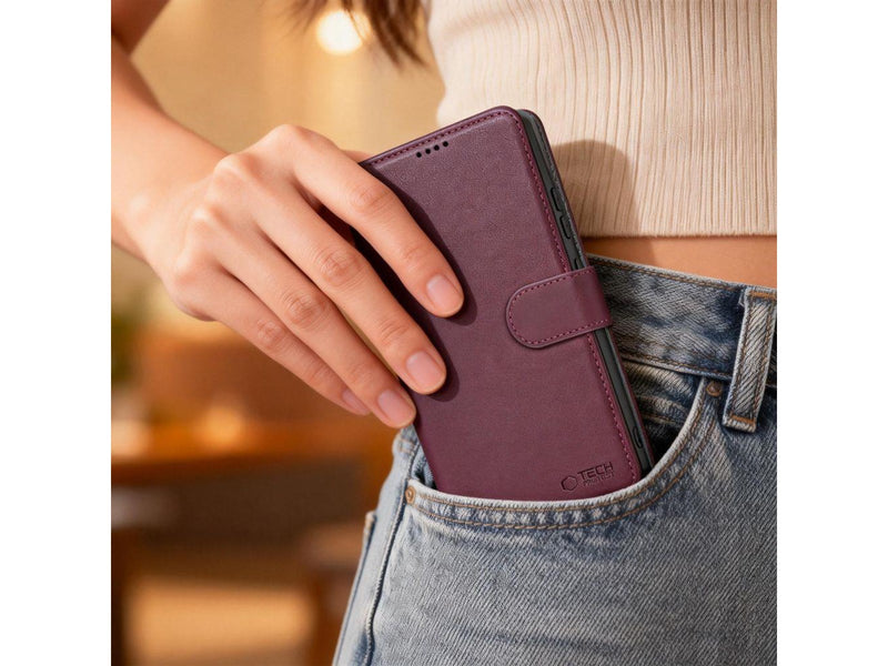 Tech-Protect Wallet Case for Samsung Galaxy S26 - Burgundy
