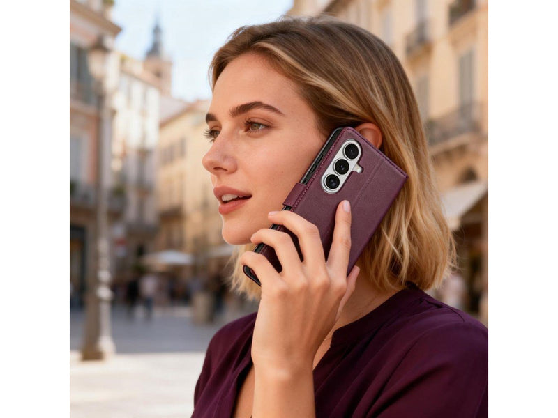 Tech-Protect Wallet Case for Samsung Galaxy S26 - Burgundy
