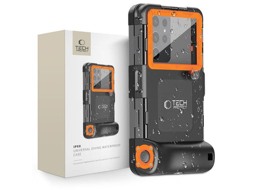 Tech-Protect Waterproof Case IPX8 Waterproof for Smartphones 4.7-6.7" - Black/Orange