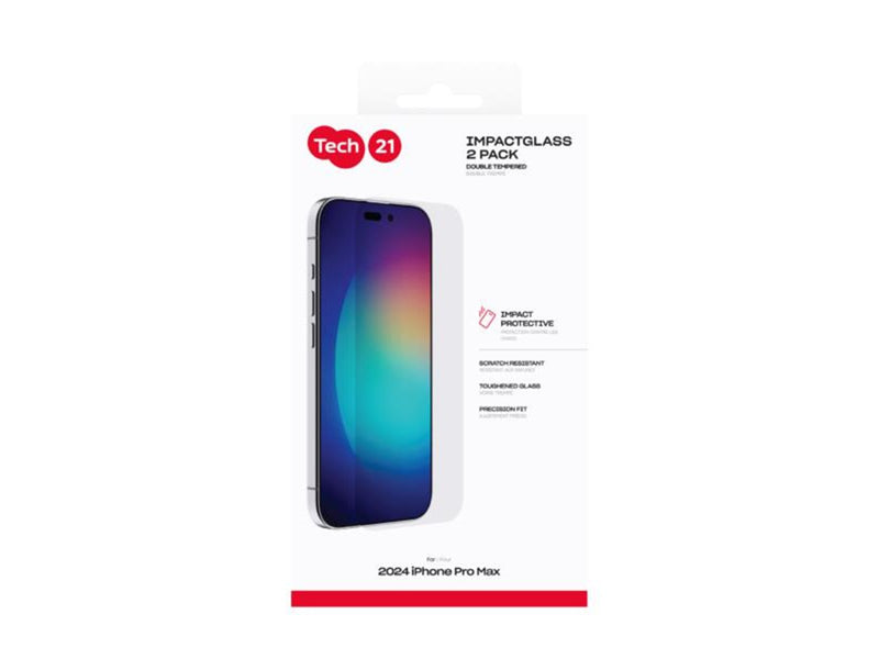 Tech21 Impact Glass 2-pack Extra Strong for iPhone 16 Pro Max
