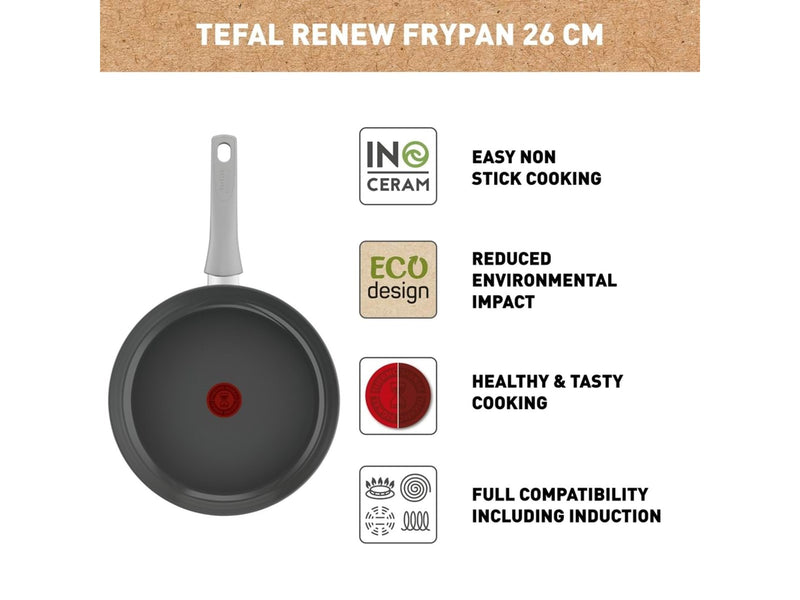 Tefal Renew ON Frypan 26 cm Grey