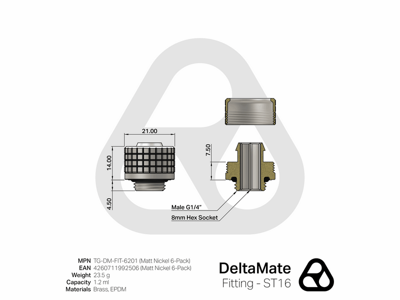 Thermal Grizzly DeltaMate Fitting - ST16 Matt Nic
