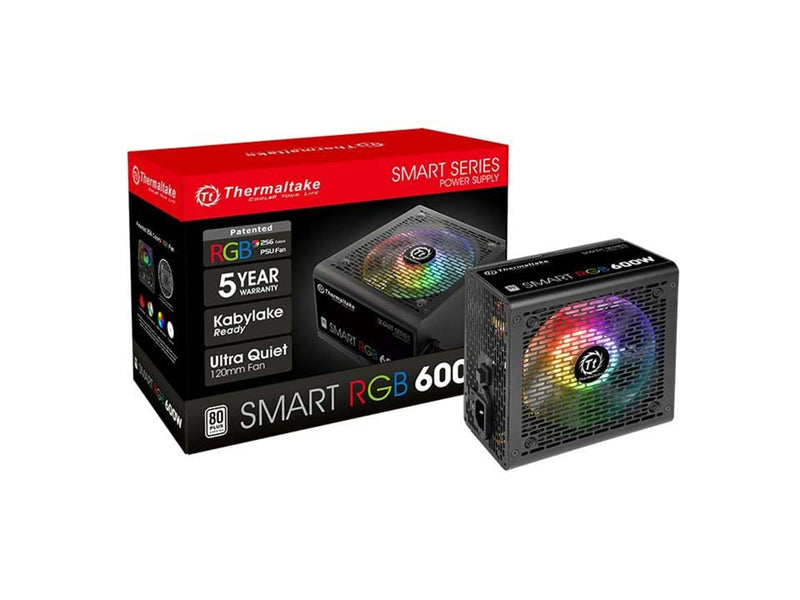 Thermaltake Smart RGB 600W Netzteile - 600 Watt - 120 mm - ATX - 80 Plus White (bis zu 80% effektiv)