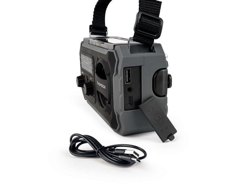 Thomson Emergency Hand Crank Radio with Solar - Grey
