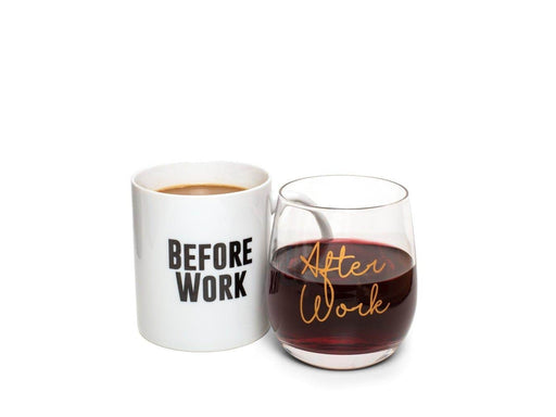 Thumbs Up! Before Work After Work Mug & Wine Mug & Glass Set