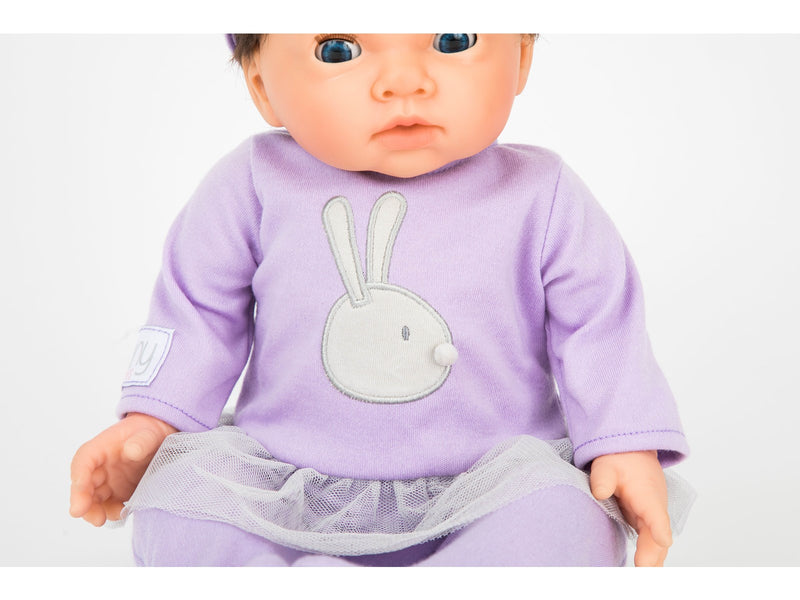 Tiny Treasures Dark Hair Baby Doll Purple Outfit
