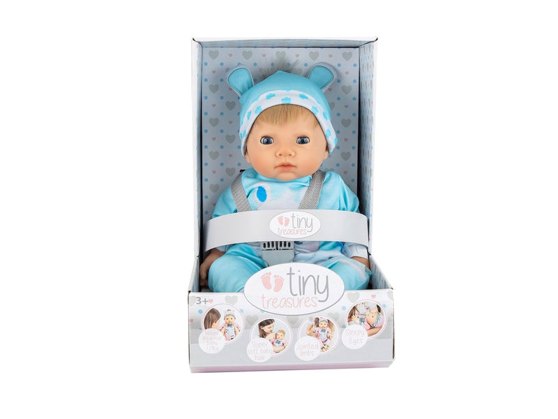 Tiny Treasures Doll with blond hair and blue Hippo outfit