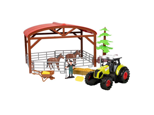 Toi-Toys - Ackers Ville Horse Stable with Tractor Light and Sound Playset 14pcs.