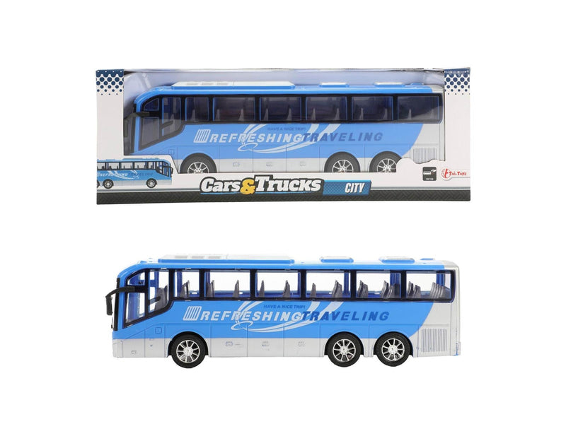 Toi-Toys - Cars & Trucks Travel Bus Blue Friction 32cm