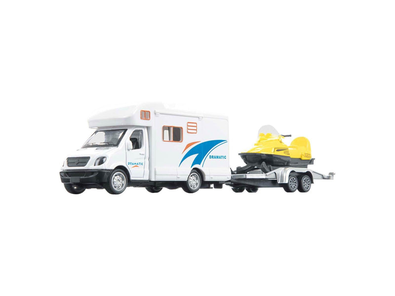 Toi-Toys - Metal Pull Back Camper with Trailer and Snowmobile