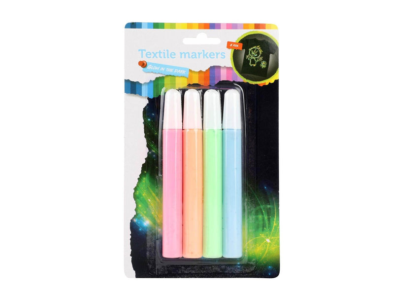 Toi-Toys Squeeze Textile Markers Glow in the Dark 4 pcs.