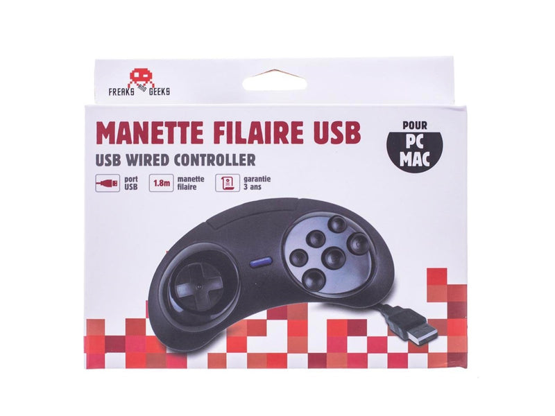 Trade Invaders 6-button USB Controller MEGADRIVE shape for PC/MAC - Wired Controller - MAC