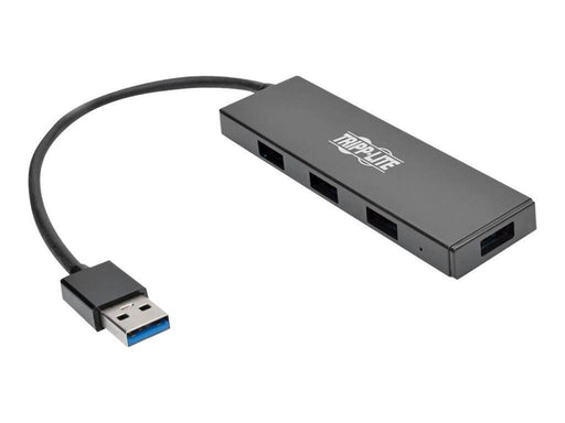 Tripp Lite 4-Port Portable Slim USB 3.0 Superspeed Hub w/ Built In Cable - hub - 4 ports USB-Hubs - 4 - Schwarz