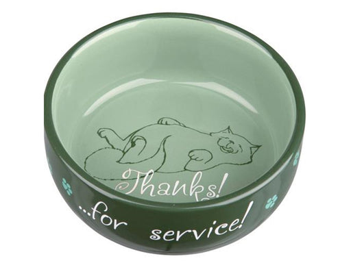 Trixie Ceramic Bowl Thanks for Service.0.3 l/ø 11 cm assorted colours