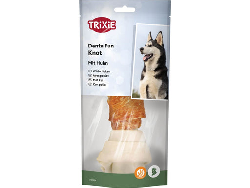 Trixie Denta Fun Hühnchen umwickelter Rohhautknoten 18cm 120g