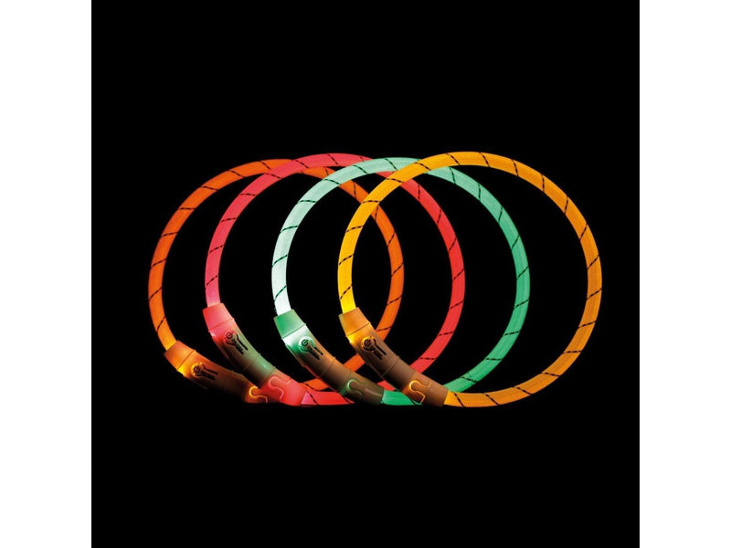Trixie Flash Light Ring USB Illuminated Dog Safety Collar Green Size L-XL 7mm 65cm