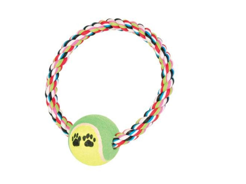 Trixie Rope Ring with Tennis Ball 6.4cm assorted colours