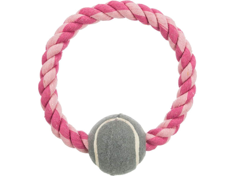 Trixie Rope Ring with Tennis Ball 6.4cm assorted colours