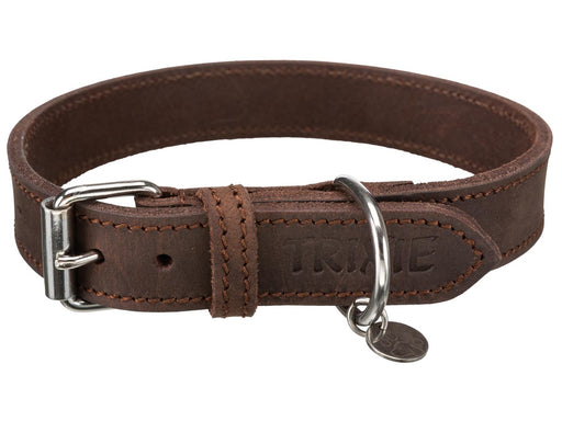 Trixie Rustic fat leather collar L–XL: 57–66 cm/30 mm dark brown