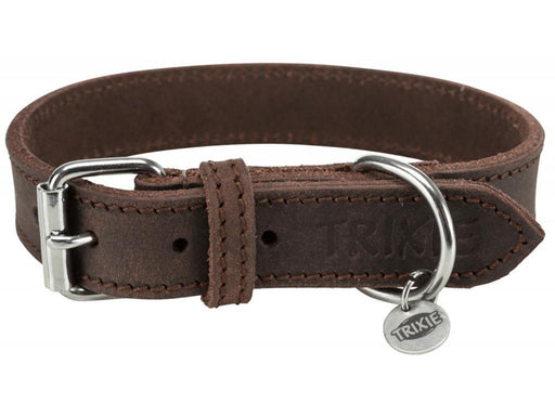 Trixie Rustic fat leather collar S–M: 34–40 cm/25 mm dark brown