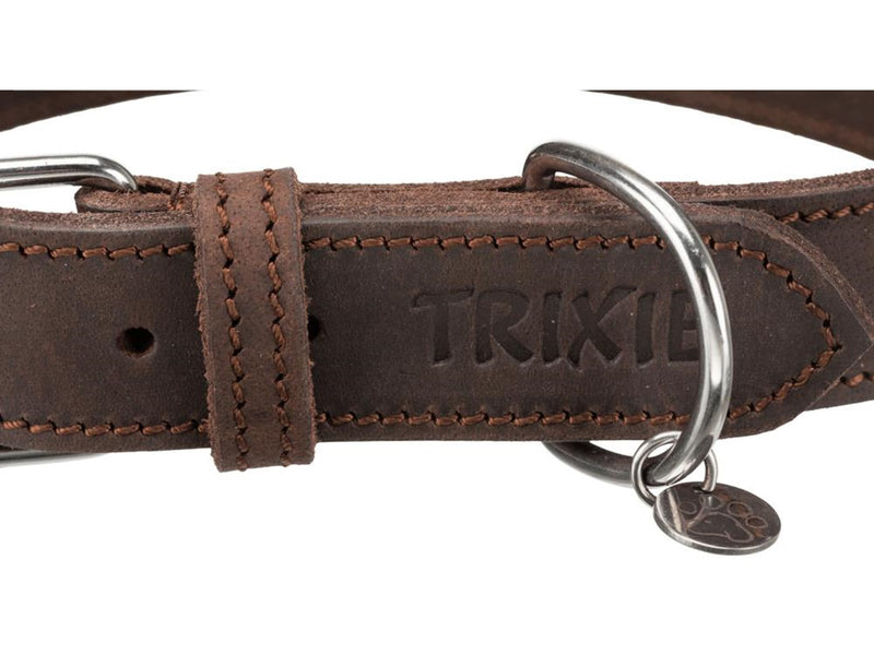 Trixie Rustic fat leather collar S–M: 34–40 cm/25 mm dark brown